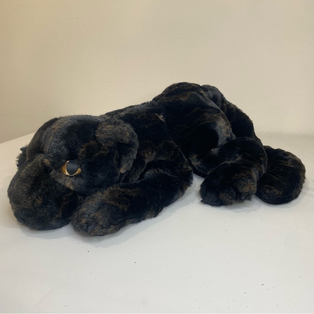 Vtg 2003 Manhattan Toy Co Big Plush Black Spotted Leopard Jaguar Panther Cat